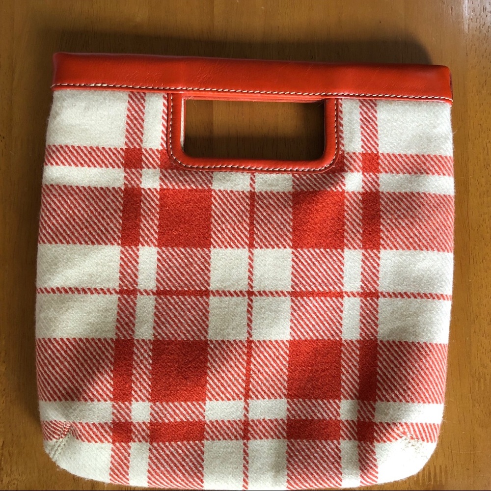 Like New Banana Republic Plaid Wool Clutch Handbag
